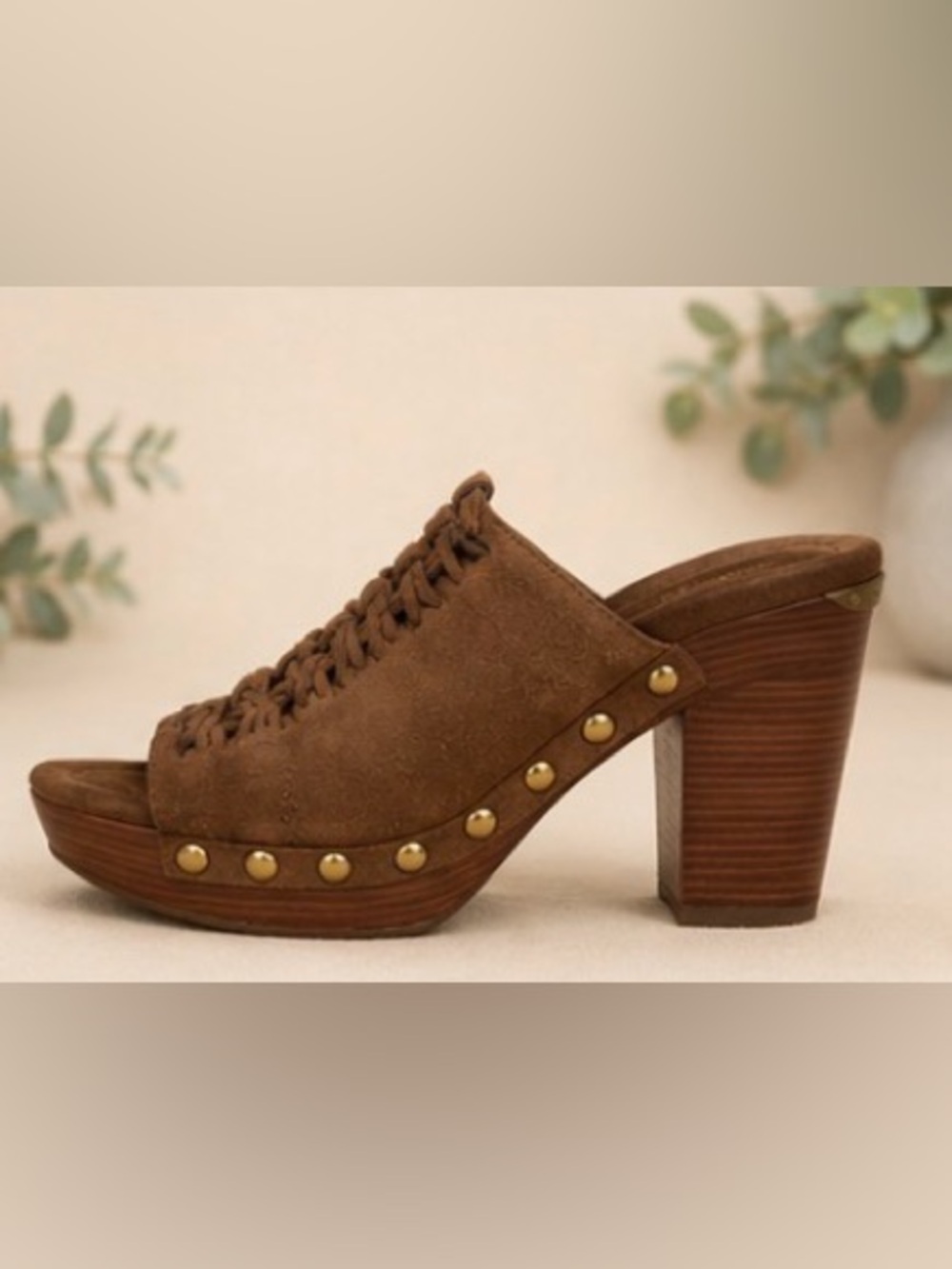 Michael Kors Brown Suede Studded Platform Heels